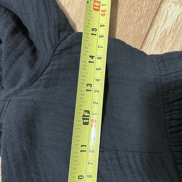 J Crew Dress Womens XS Black Square Neck Long Sleeve Gauze Casual Flowy Mini - Picture 6 of 9